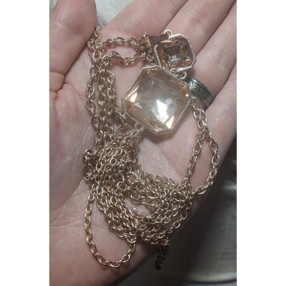 Orange And Rose Gold Brilliant Gemmed Tassel Necklace - Picture 8 of 10